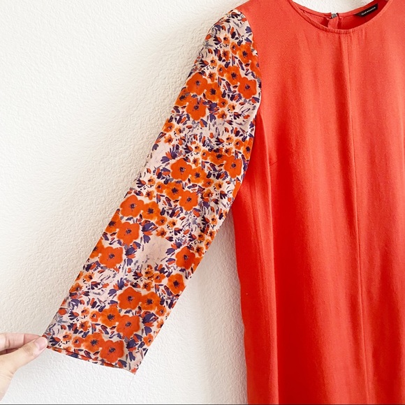 Club Monaco Jay Orange Floral Shift Dress - Picture 4 of 8